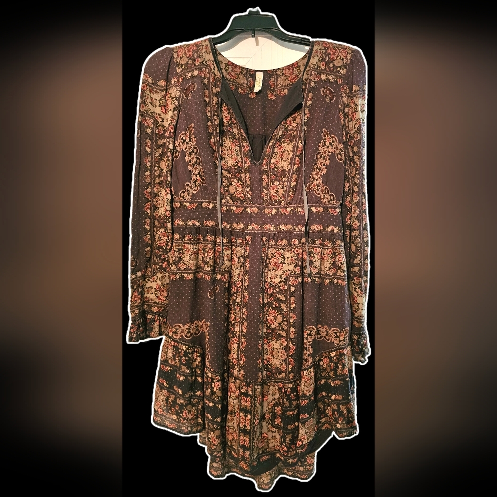 Free People Floral Bohemian Women's Bridget Mini Dress XS